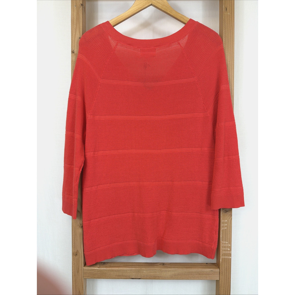 NWT Pure Knits By Neon Buddha Neon Salmon V Neck Sweater #1404 Size SM - Picture 5 of 6